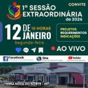 A Câmara Municipal de Terra Nova do Norte convida toda a comunidade para acompanhar a 1ª Sessão Extraordinária de 2026