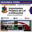 Convocação: 20ª Sessão Ordinária da Câmara Municipal de Terra Nova do Norte - MT