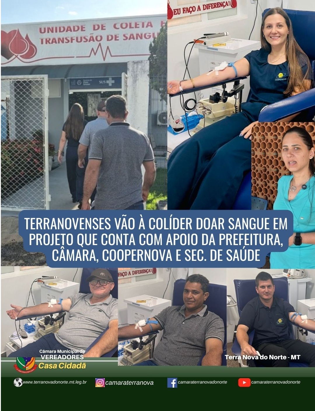 Terranovenses vão à Colíder doar sangue em projeto que conta com apoio da Prefeitura, Câmara, Coopernova e sec. de saúde