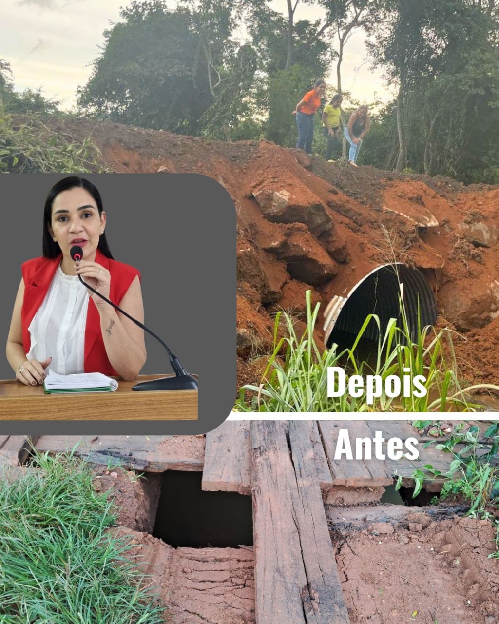 Vereadora Thamara cobra e após melhoria agradece manutenção em ponte da Caravágio no interior de TNN